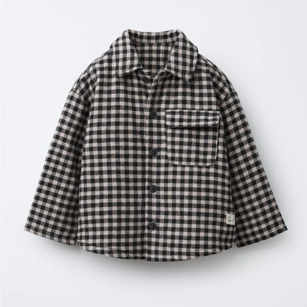 Zara Kids Plaid Jacket - Black and Cream